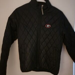 Black Quilted Puffer Jacket with Diamond Pattern